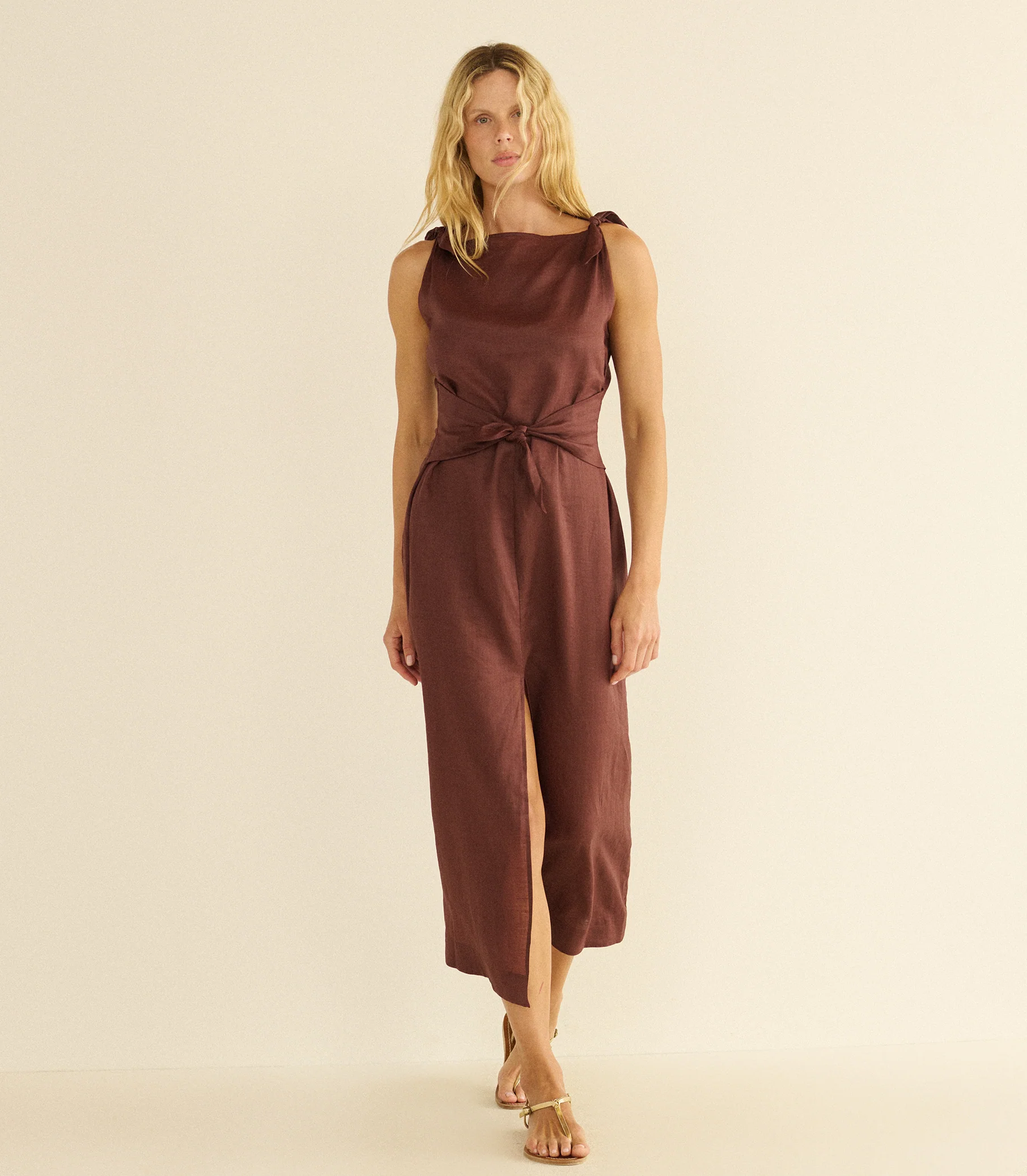 AMORETTE RAMIE DRESS -- ANTIQUE MAHOGANY