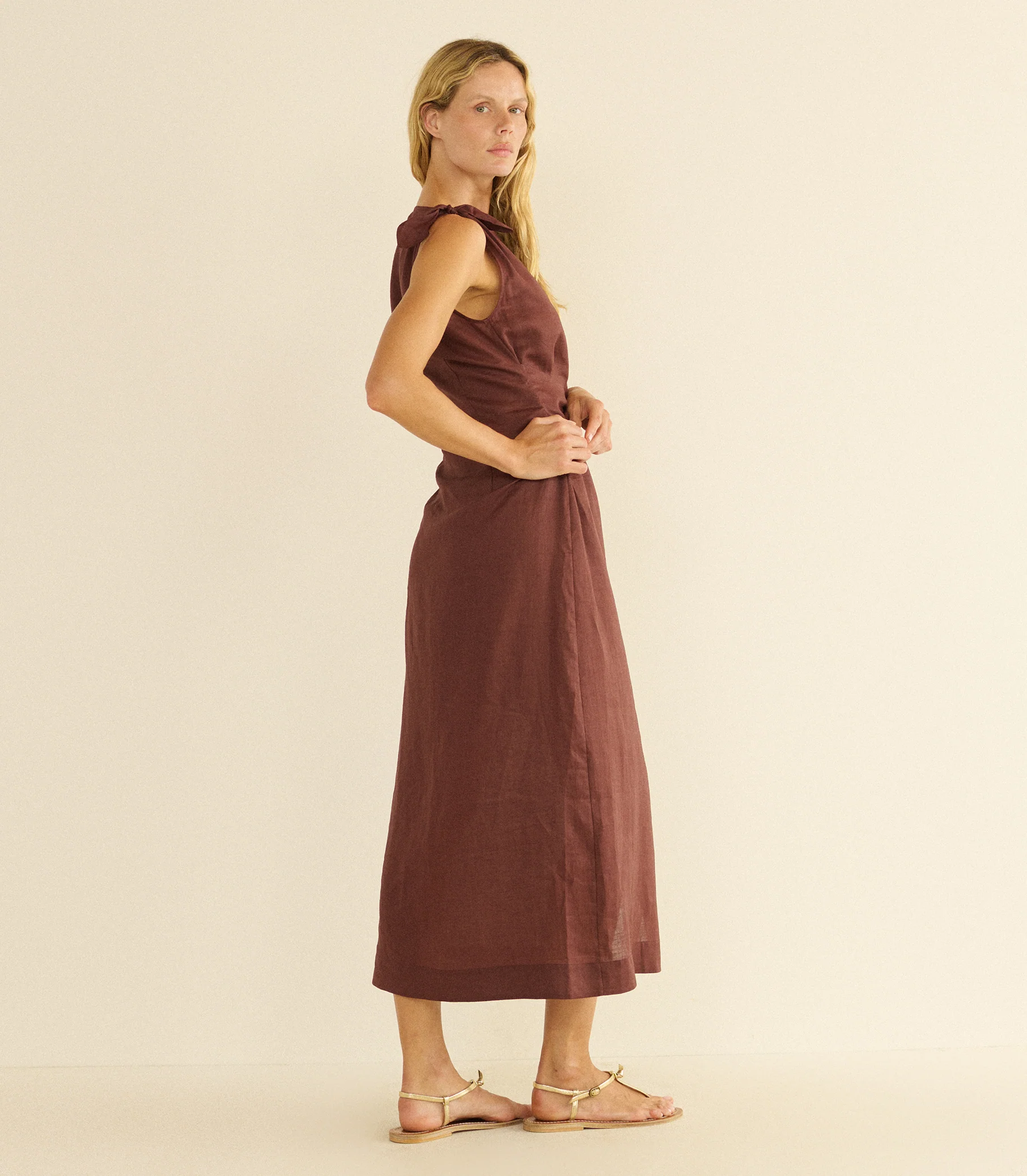 AMORETTE RAMIE DRESS -- ANTIQUE MAHOGANY - Image 4