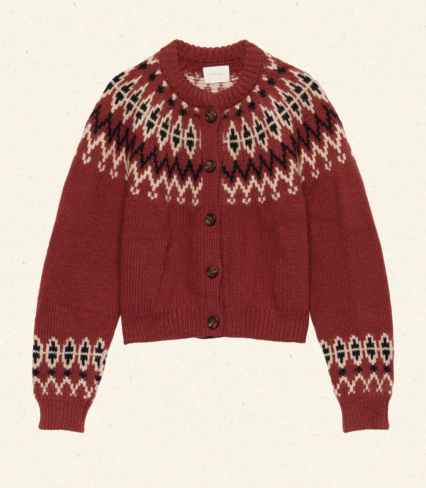 CLARKE CARDIGAN -- BURGUNDY OLYMPIA FAIR ISLE - Image 5