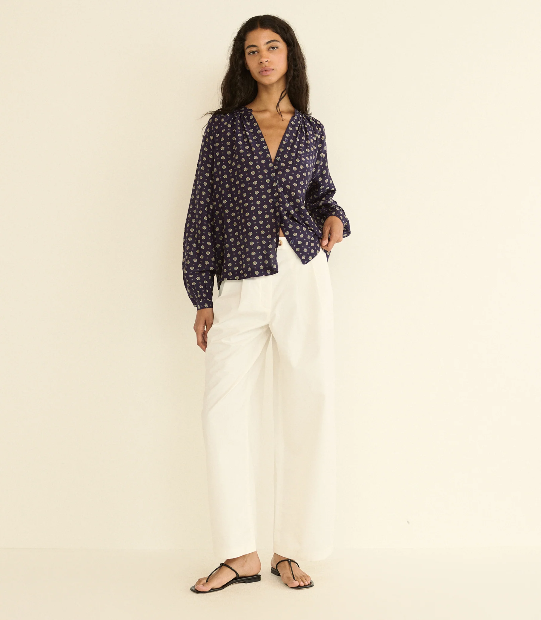 JULIENNE TOP -- NAVY CADIZ FOULARD - Image 3