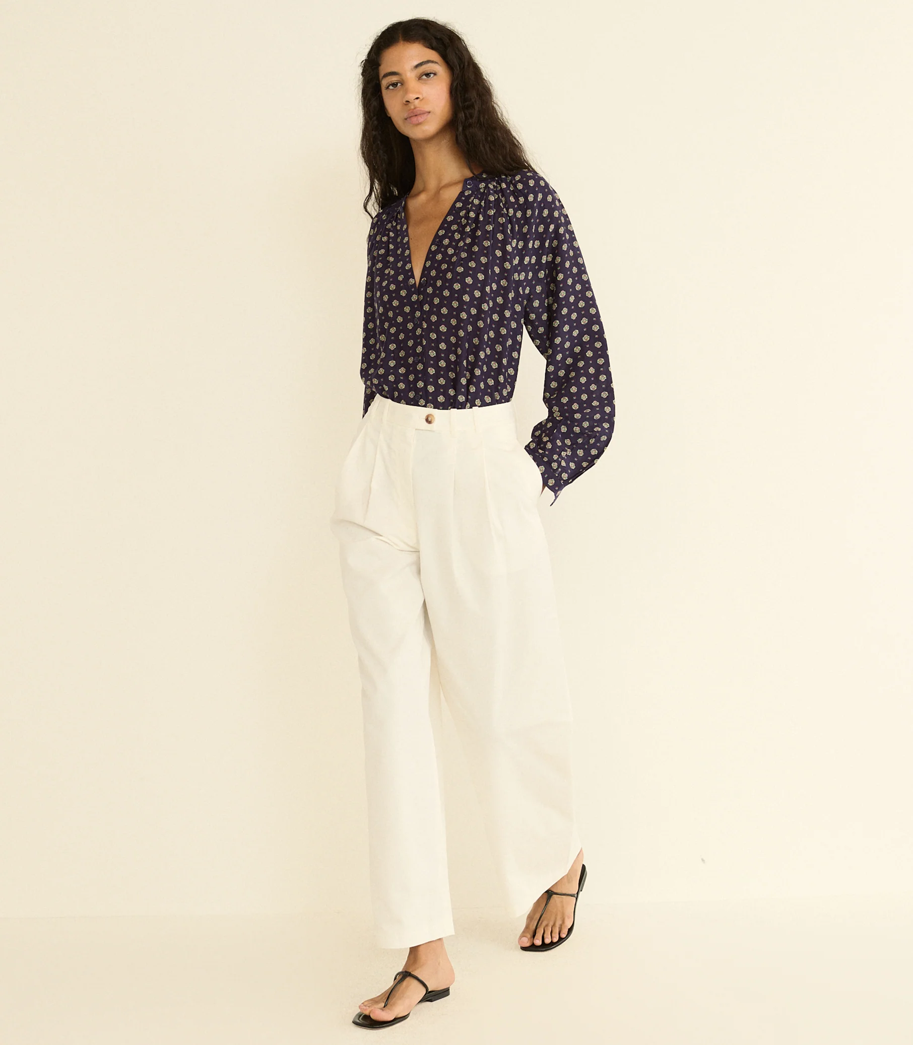 JULIENNE TOP -- NAVY CADIZ FOULARD - Image 4