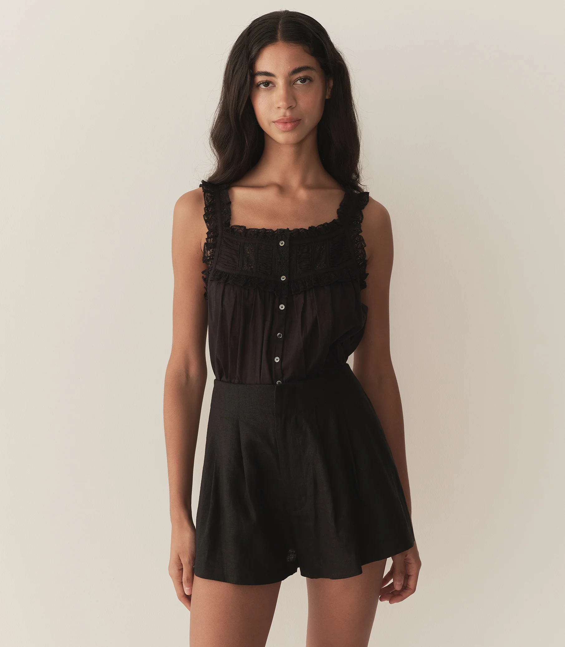LARUE LINEN SHORT -- BLACK - Image 3
