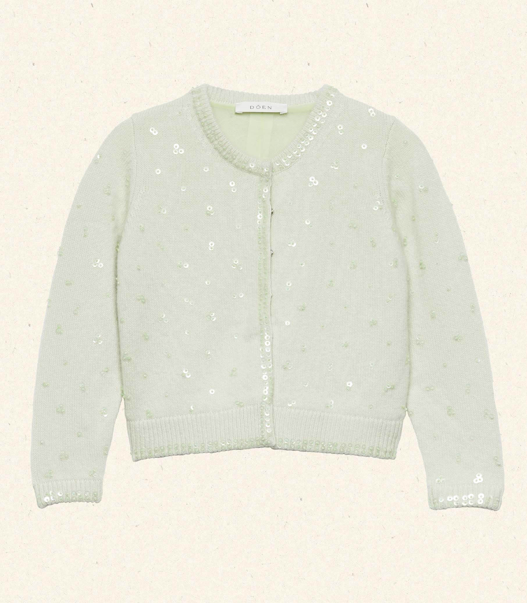 LITTLE PAILLETTE CARDIGAN -- MINT TEA - Image 5