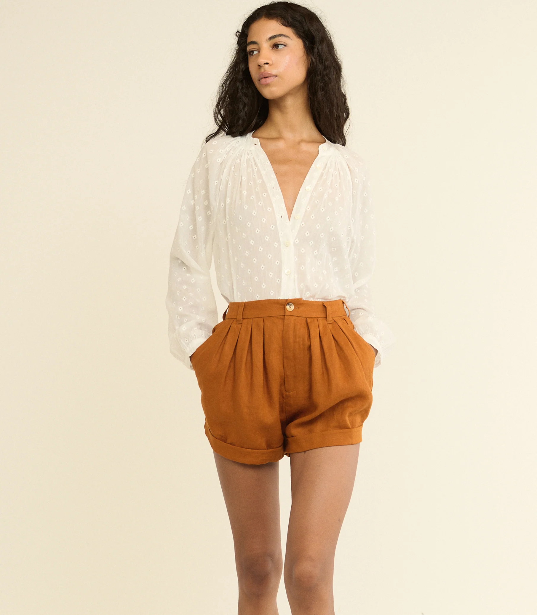 PAIGE LINEN SHORT -- SEDONA CLAY