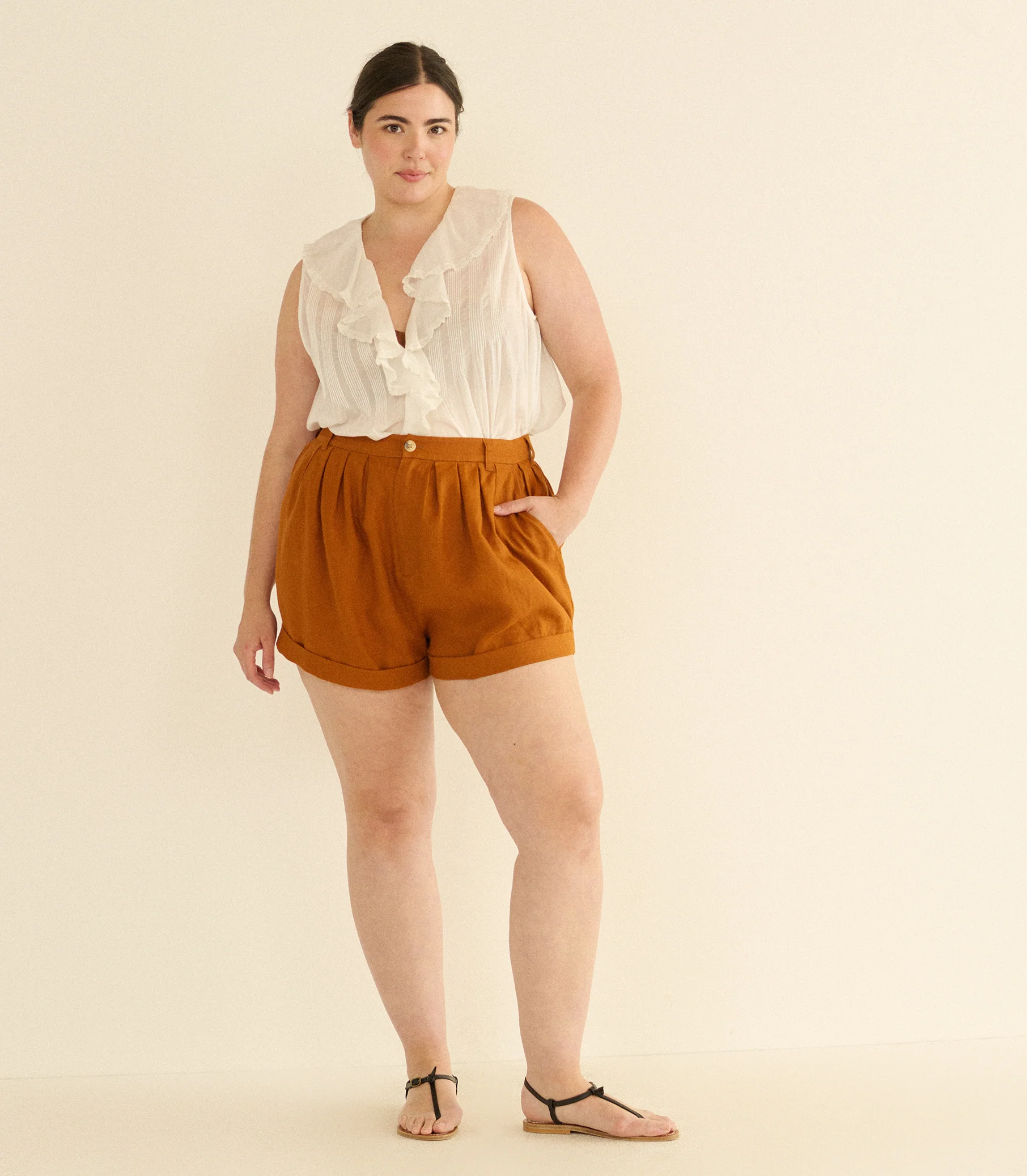 PAIGE LINEN SHORT -- SEDONA CLAY - Image 6