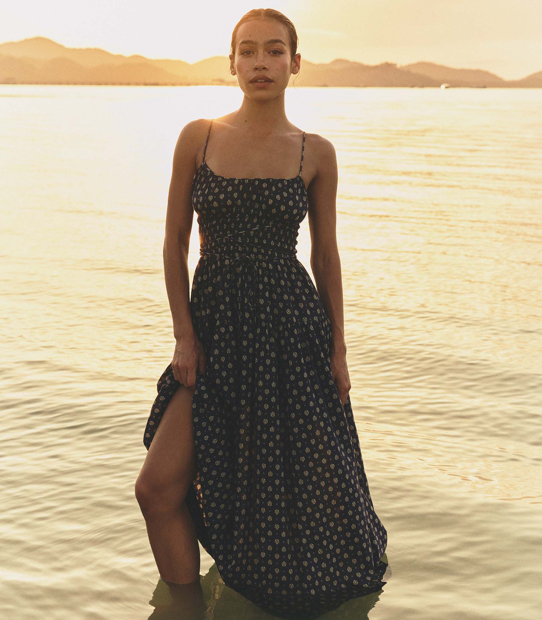 SAFIA DRESS -- NAVY CADIZ FOULARD - Image 2